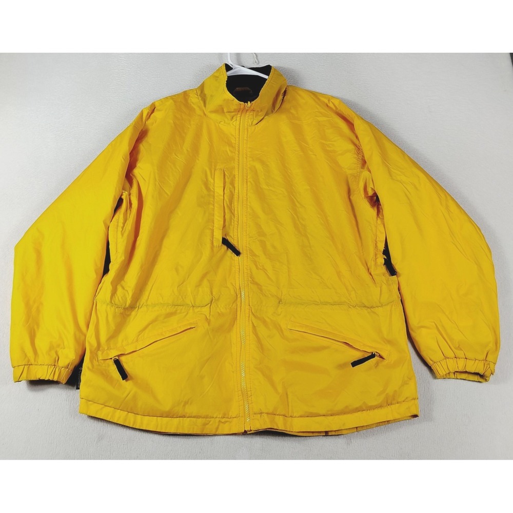 Columbia Ski Jacket Womens L Yellow Vintage Fleece Lined Hooded Parka F8SL7044
